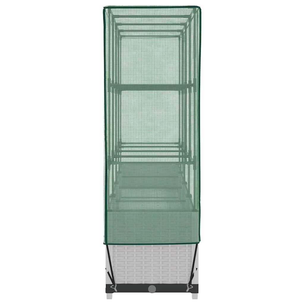 Raised Bed with Greenhouse Cover Rattan Look 160x40x138 cm