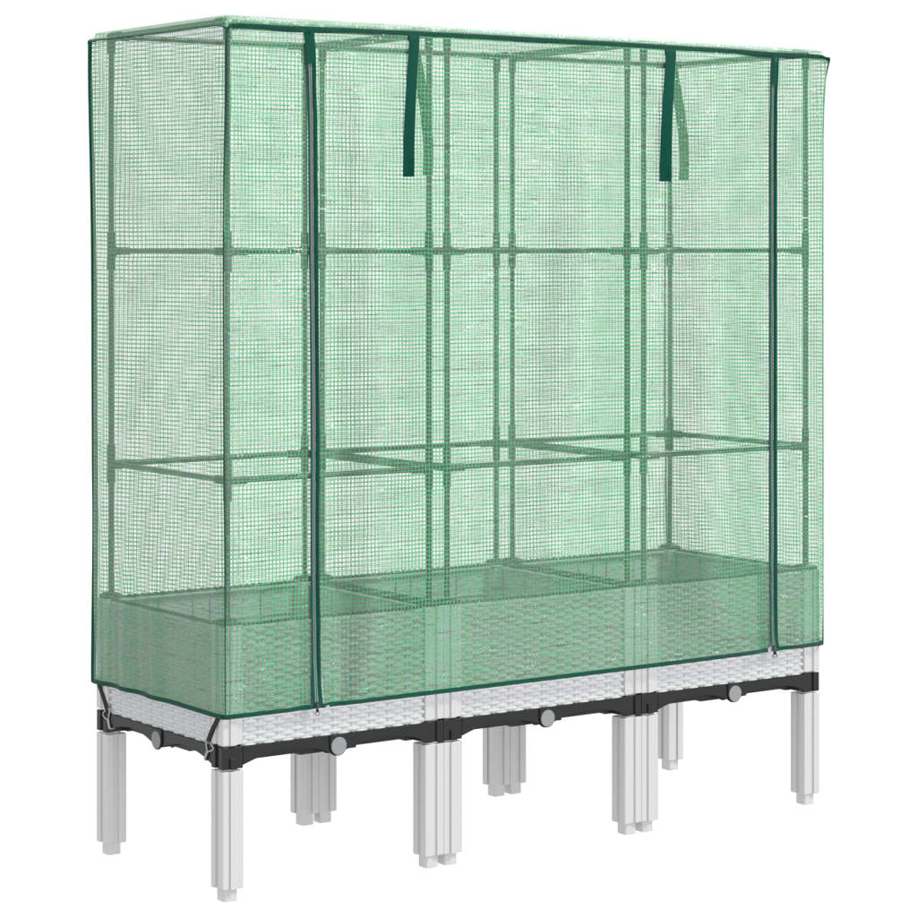 Raised Bed with Greenhouse Cover Rattan Look 120x40x140 cm
