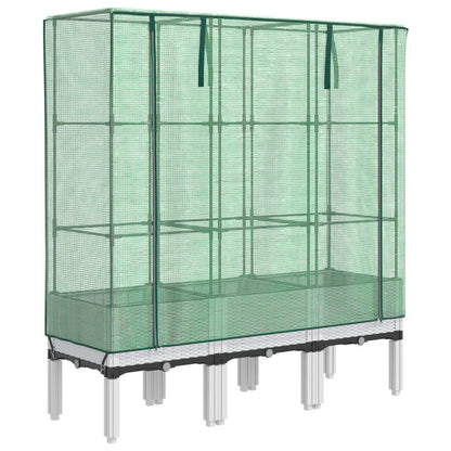 Raised Bed with Greenhouse Cover Rattan Look 120x40x140 cm