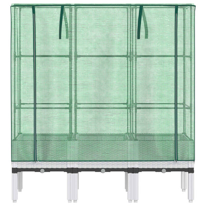 Raised Bed with Greenhouse Cover Rattan Look 120x40x140 cm