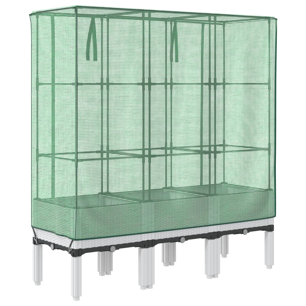 Raised Bed with Greenhouse Cover Rattan Look 120x40x140 cm