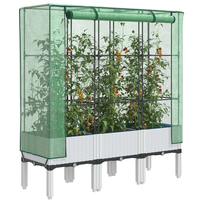 Raised Bed with Greenhouse Cover Rattan Look 120x40x140 cm