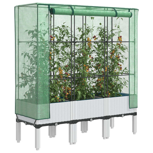 Raised Bed with Greenhouse Cover Rattan Look 120x40x140 cm