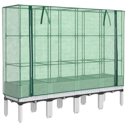 Raised Bed with Greenhouse Cover Rattan Look 160x40x140 cm