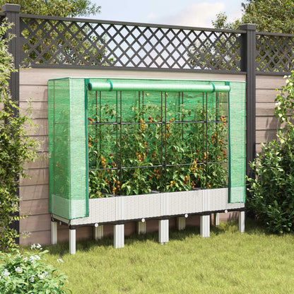 Raised Bed with Greenhouse Cover Rattan Look 160x40x140 cm