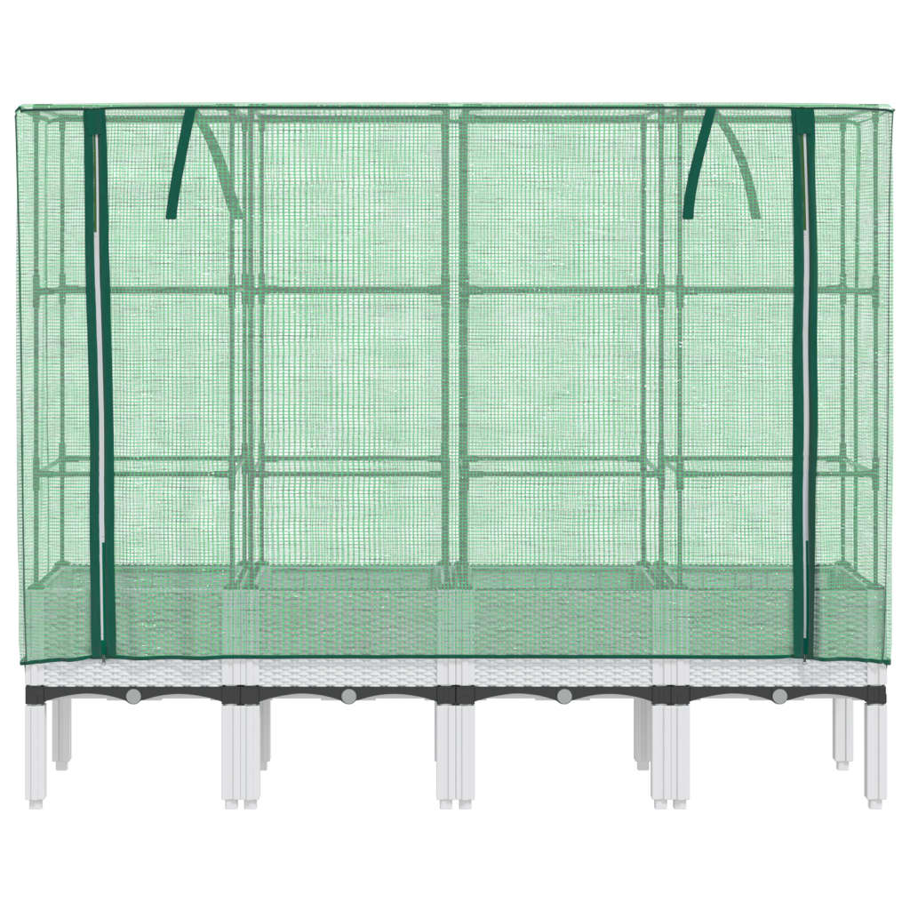 Raised Bed with Greenhouse Cover Rattan Look 160x40x140 cm