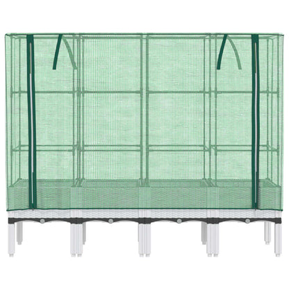 Raised Bed with Greenhouse Cover Rattan Look 160x40x140 cm