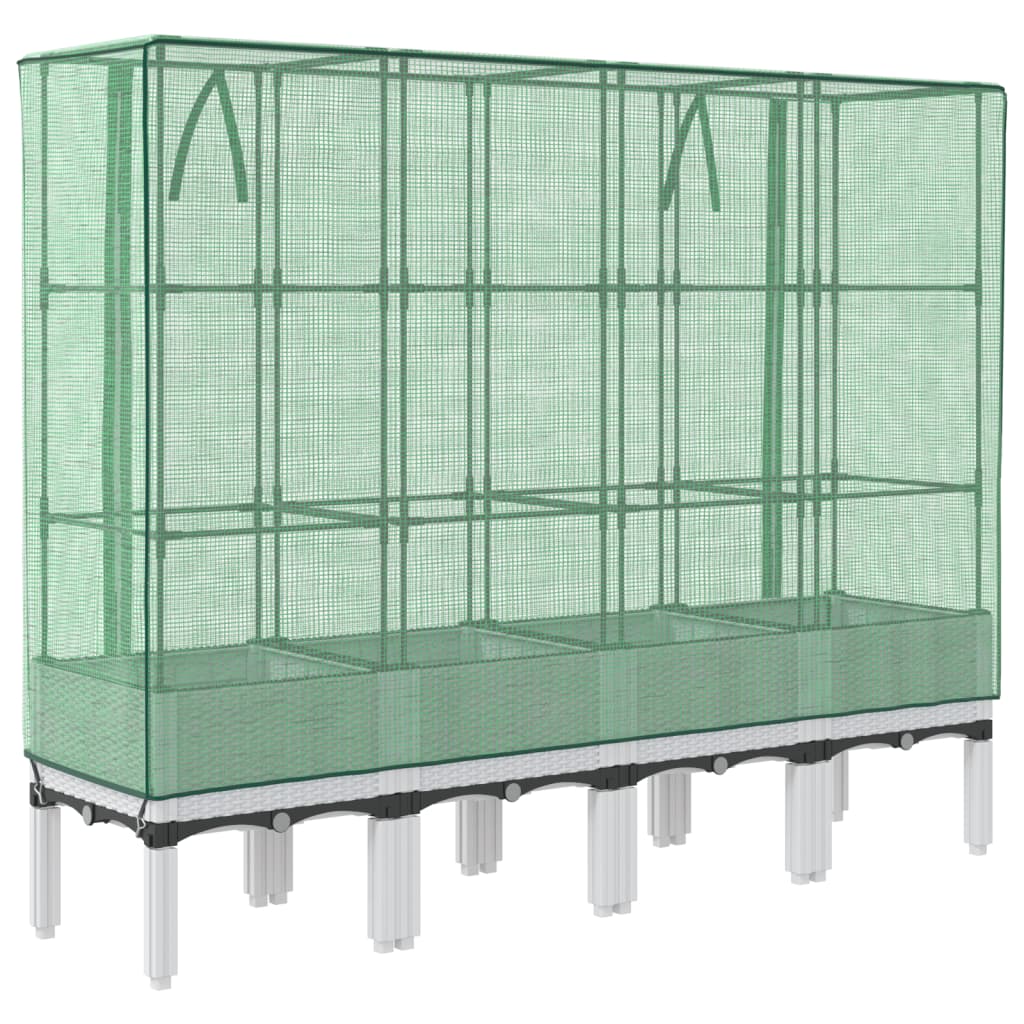 Raised Bed with Greenhouse Cover Rattan Look 160x40x140 cm