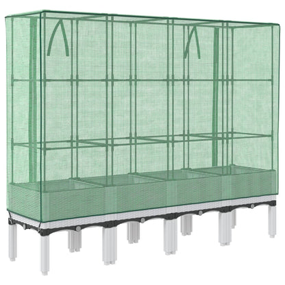 Raised Bed with Greenhouse Cover Rattan Look 160x40x140 cm