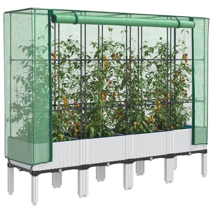 Raised Bed with Greenhouse Cover Rattan Look 160x40x140 cm