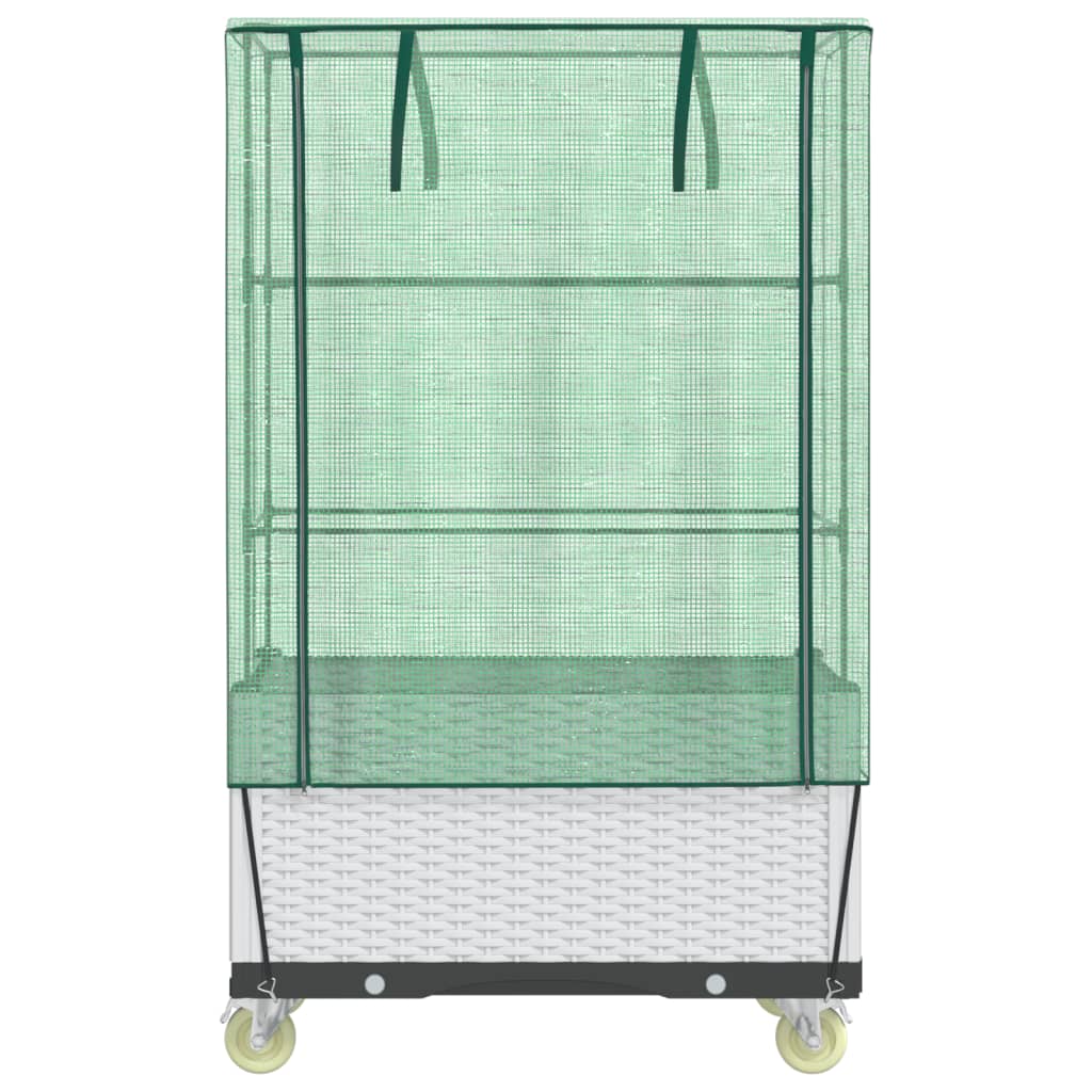 Raised Bed with Cover and Wheels Rattan Look 80x50x182 cm