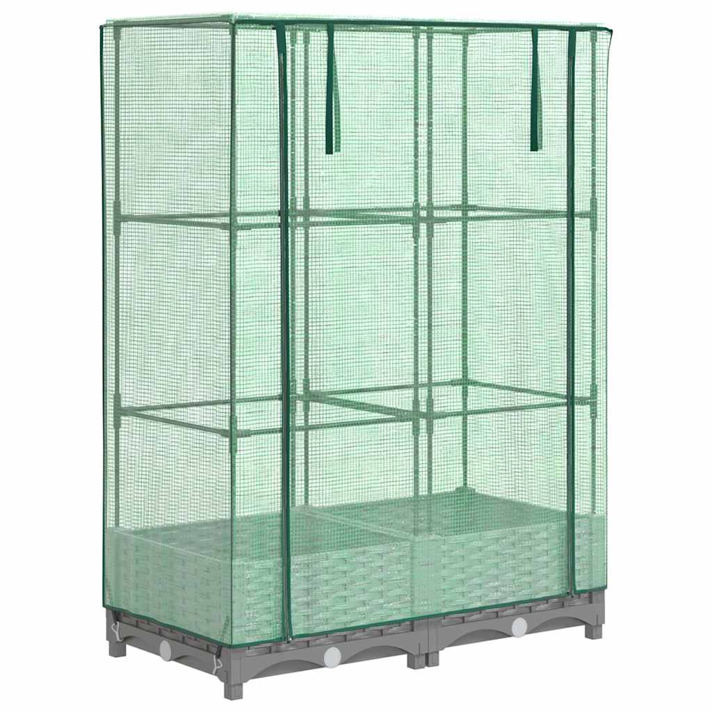 Raised Bed with Greenhouse Cover Rattan Look 80x40x123 cm