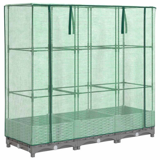 Raised Bed with Greenhouse Cover Rattan Look 120x40x123 cm