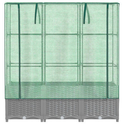 Raised Bed with Greenhouse Cover Rattan Look 120x40x138 cm