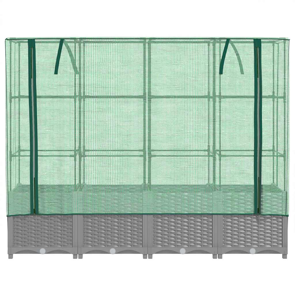 Raised Bed with Greenhouse Cover Rattan Look 160x40x138 cm