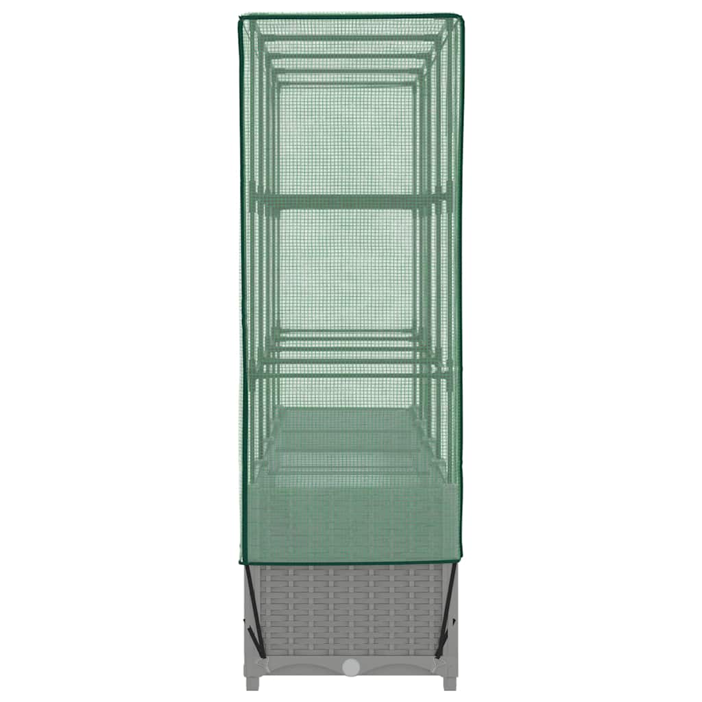 Raised Bed with Greenhouse Cover Rattan Look 160x40x138 cm