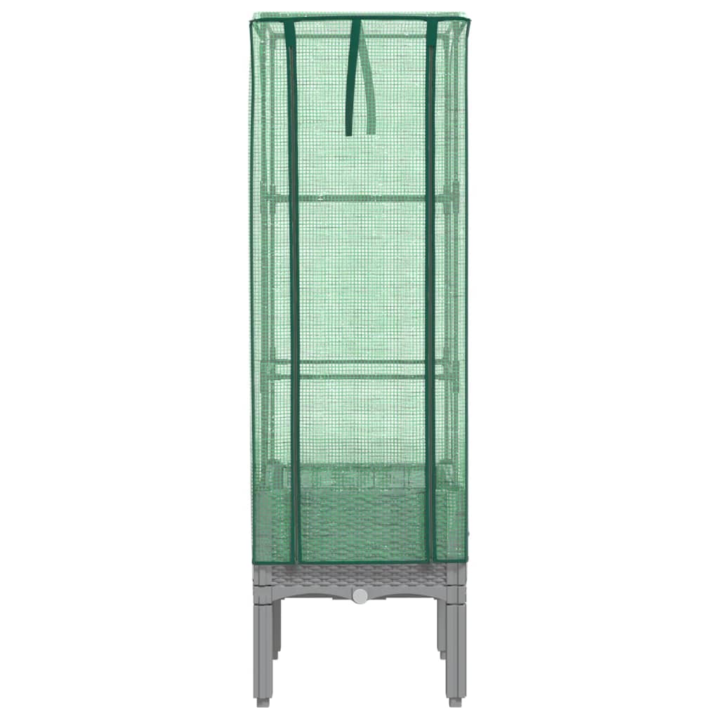 Raised Bed with Greenhouse Cover Rattan Look 40x40x140 cm