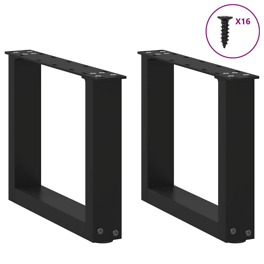 Coffee Table Legs U-Shaped 2 pcs Black 30x(30-31) cm Steel