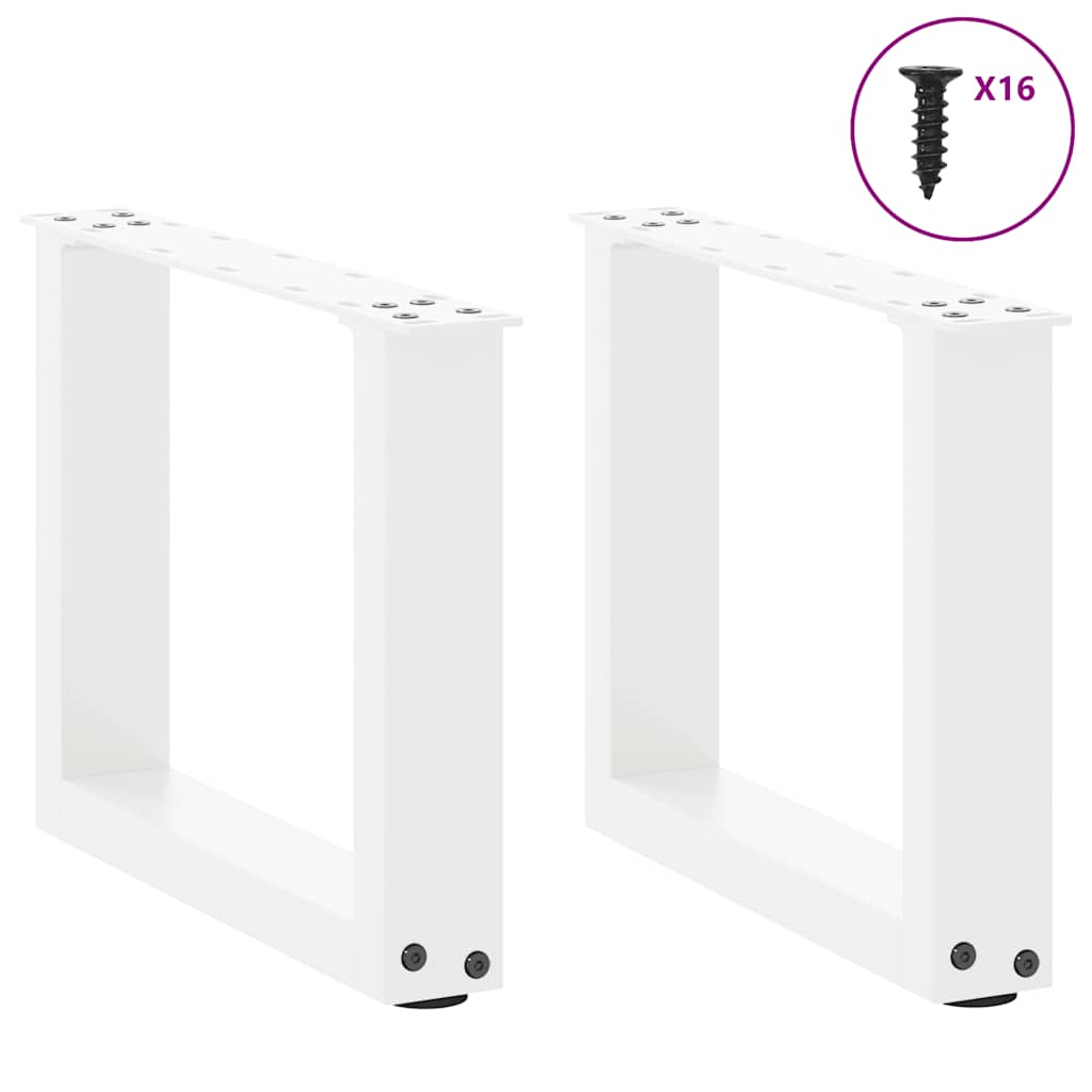 Coffee Table Legs U-Shaped 2 pcs White 30x(30-31) cm Steel