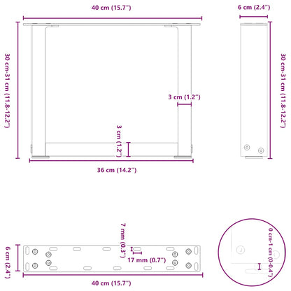 Coffee Table Legs U-Shaped 2 pcs White 40x(30-31) cm Steel