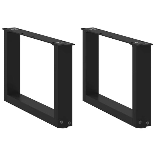 Coffee Table Legs U-Shaped 2 pcs Black 50x(30-31) cm Steel