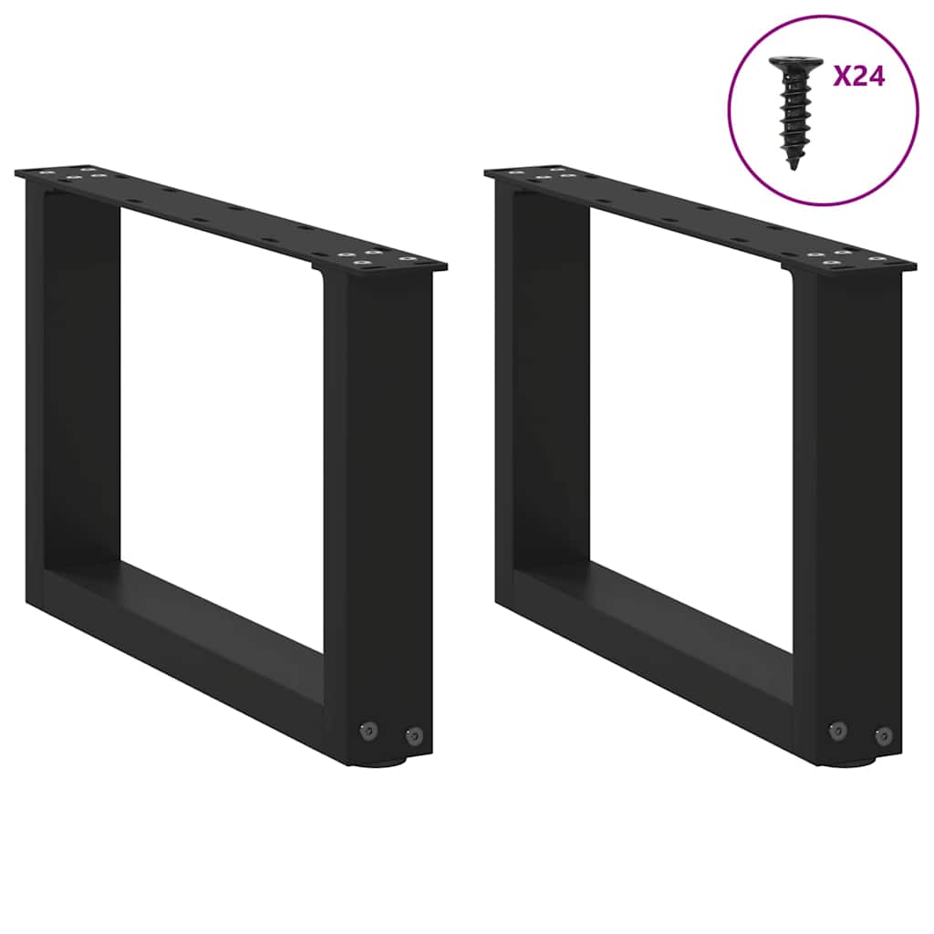 Coffee Table Legs U-Shaped 2 pcs Black 50x(30-31) cm Steel