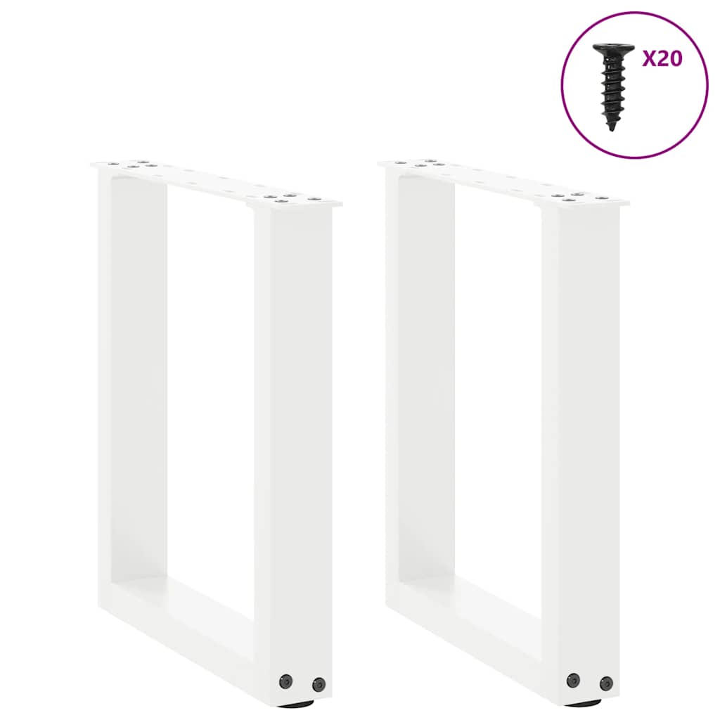 Coffee Table Legs U-Shaped 2 pcs White 38x(42-43) cm Steel