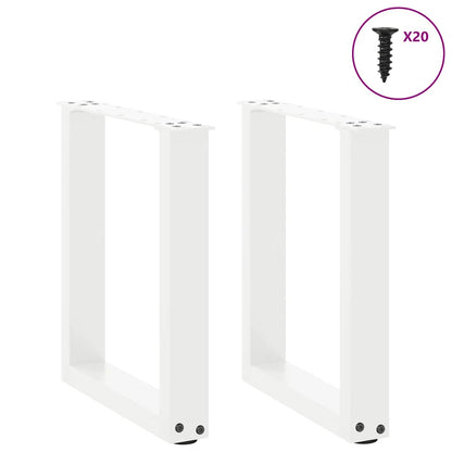Coffee Table Legs U-Shaped 2 pcs White 38x(42-43) cm Steel