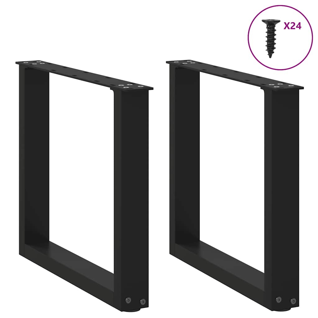 Coffee Table Legs U-Shaped 2 pcs Black 50x(42-43) cm Steel