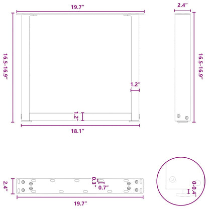 Coffee Table Legs U-Shaped 2 pcs White 50x(42-43) cm Steel