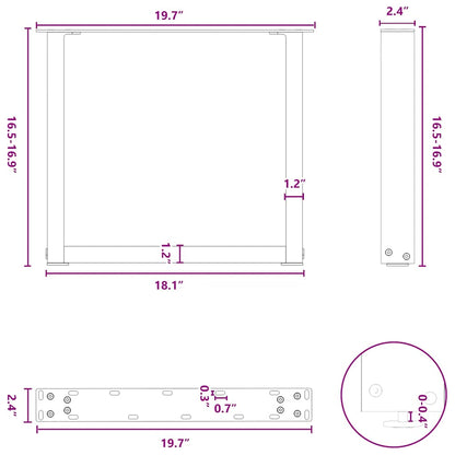 Coffee Table Legs U-Shaped 2 pcs Anthracite 50x(42-43) cm Steel