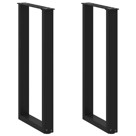 Console Table Legs U-Shaped 2 pcs Black 28x(72-73) cm Steel