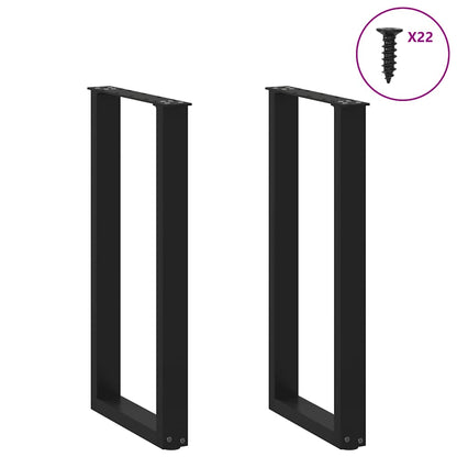 Console Table Legs U-Shaped 2 pcs Black 38x(72-73) cm Steel