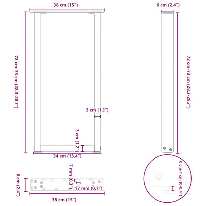 Console Table Legs U-Shaped 2 pcs White 38x(72-73) cm Steel