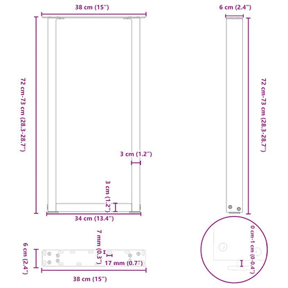 Console Table Legs U-Shaped 2 pcs Anthracite 38x(72-73) cm Steel
