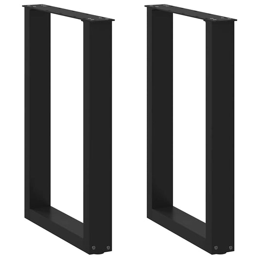 Dining Table Legs U-Shaped 2 pcs Black 50x(72-73) cm Steel