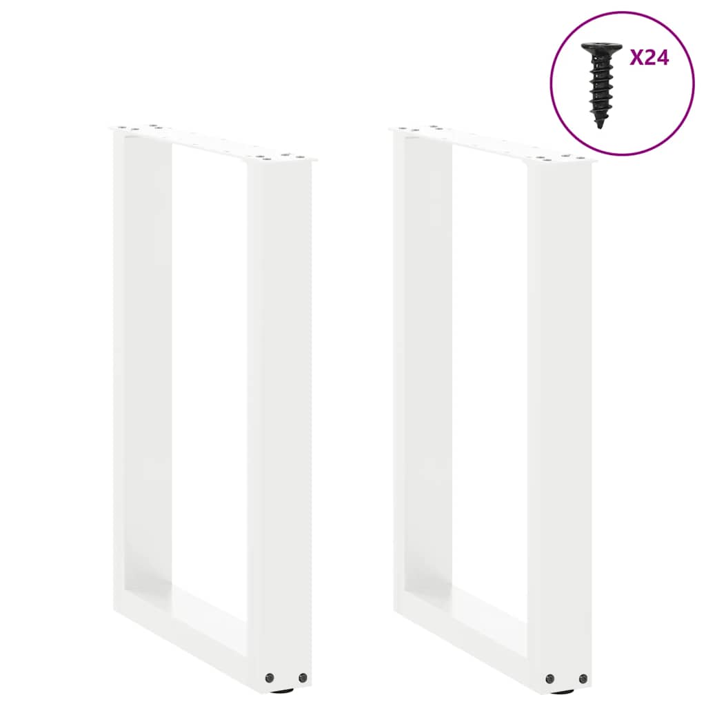 Dining Table Legs U-Shaped 2 pcs White 50x(72-73) cm Steel