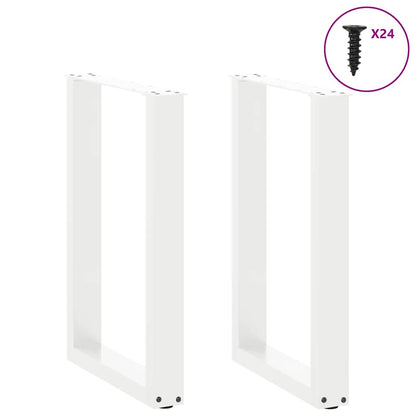 Dining Table Legs U-Shaped 2 pcs White 50x(72-73) cm Steel