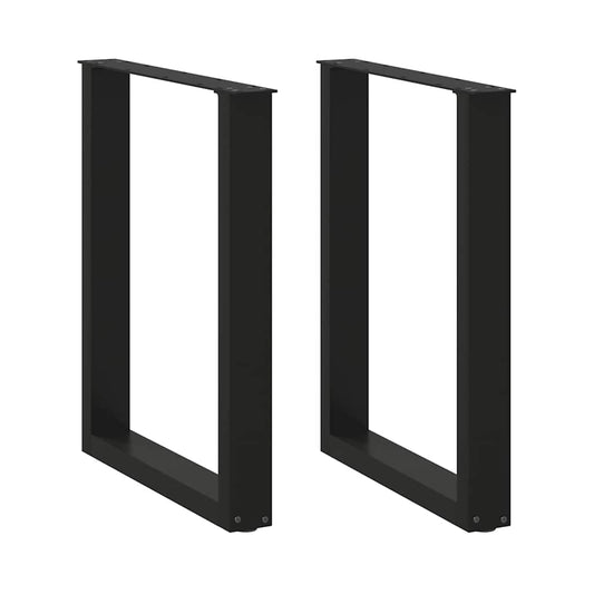 Dining Table Legs U-Shaped 2 pcs Black 70x(72-73) cm Steel