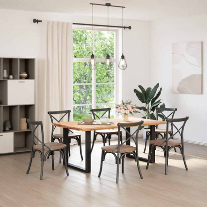 Dining Table Legs U-Shaped 2 pcs Black 80x(72-73) cm Steel