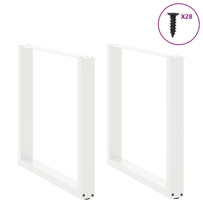 Dining Table Legs U-Shaped 2 pcs White 80x(72-73) cm Steel
