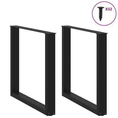Dining Table Legs U-Shaped 2 pcs Black 90x(72-73) cm Steel