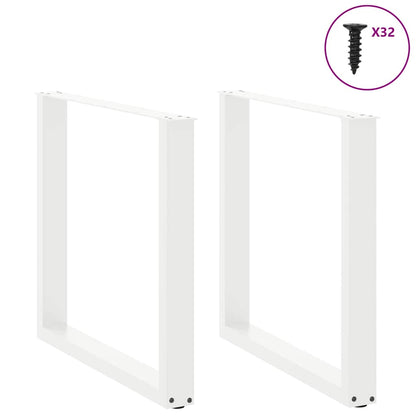 Dining Table Legs U-Shaped 2 pcs White 90x(72-73) cm Steel