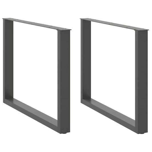 Dining Table Legs U-Shaped 2 pcs Anthracite 100x(72-73) cm Steel