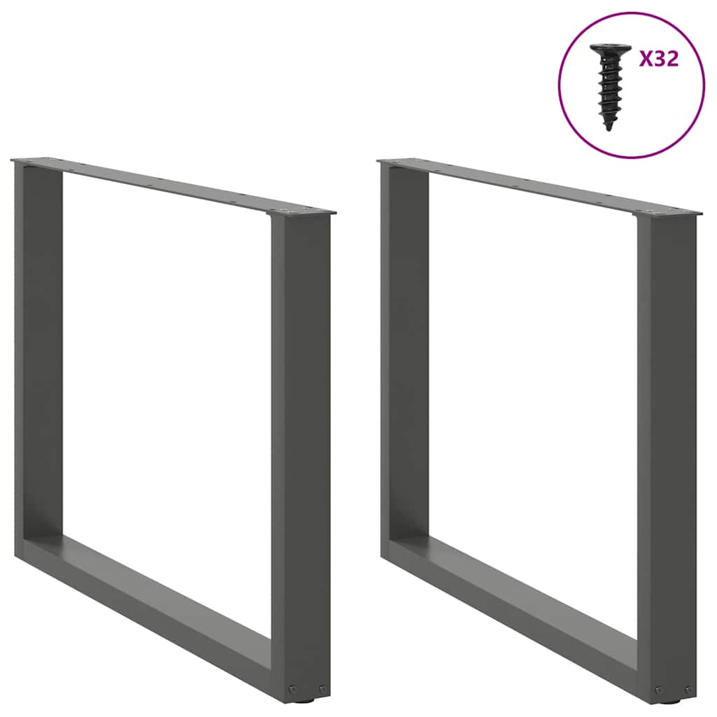 Dining Table Legs U-Shaped 2 pcs Anthracite 100x(72-73) cm Steel