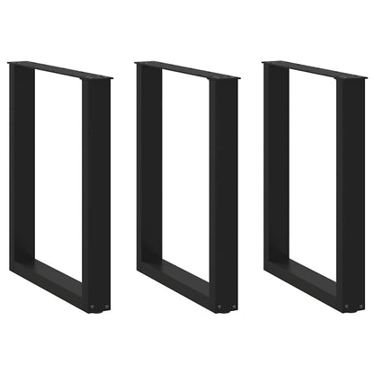Dining Table Legs U-Shaped 3 pcs Black 70x(72-73) cm Steel