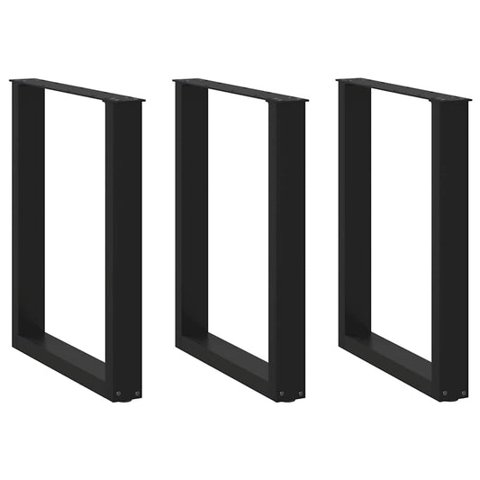 Dining Table Legs U-Shaped 3 pcs Black 70x(72-73) cm Steel