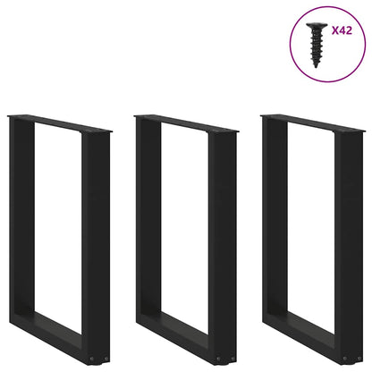 Dining Table Legs U-Shaped 3 pcs Black 70x(72-73) cm Steel