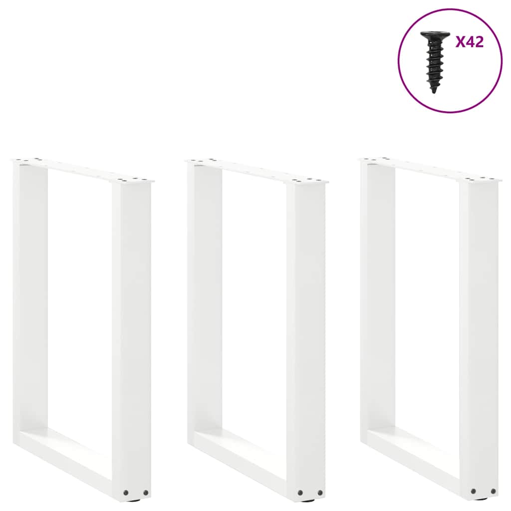 Dining Table Legs U-Shaped 3 pcs White 70x(72-73) cm Steel