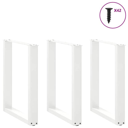 Dining Table Legs U-Shaped 3 pcs White 70x(72-73) cm Steel
